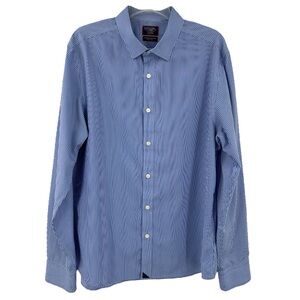 UNTUCKit Wrinkle-Free Slim Fit Bordeaux Blue White Stripe Dress Shirt Men’s XL